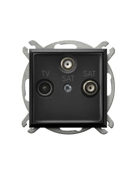 Gniazdo RTV-SAT z dwoma wyjściami SAT CZARNY METALIK ARIA