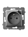 Gniazdo pojedyncze z uziemieniem z przesłonami torów prądowych, z ładowarką USB SZARY MAT ARIA