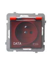 Gniazdo bryzgoszczelne z uziemieniem DATA IP-44 wieczko przezroczyste CZERWONY AS