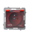 Gniazdo bryzgoszczelne z uziemieniem DATA IP-44 wieczko przezroczyste CZERWONY AS