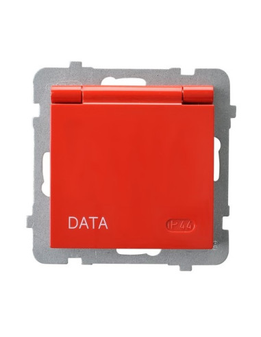 Gniazdo bryzgoszczelne z uziemieniem DATA z kluczem uprawniającym IP-44 wieczko w kolorze wyrobu CZERWONY AS