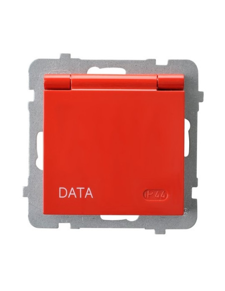 Gniazdo bryzgoszczelne z uziemieniem DATA z kluczem uprawniającym IP-44 wieczko w kolorze wyrobu CZERWONY AS