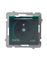Gniazdo bryzgoszczelne z uziemieniem DATA IP-44 wieczko przezroczyste ZIELONY AS