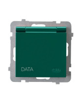 Gniazdo bryzgoszczelne z uziemieniem DATA IP-44 wieczko w kolorze wyrobu ZIELONY AS