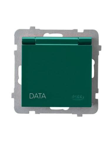Gniazdo bryzgoszczelne z uziemieniem DATA IP-44 wieczko w kolorze wyrobu ZIELONY AS